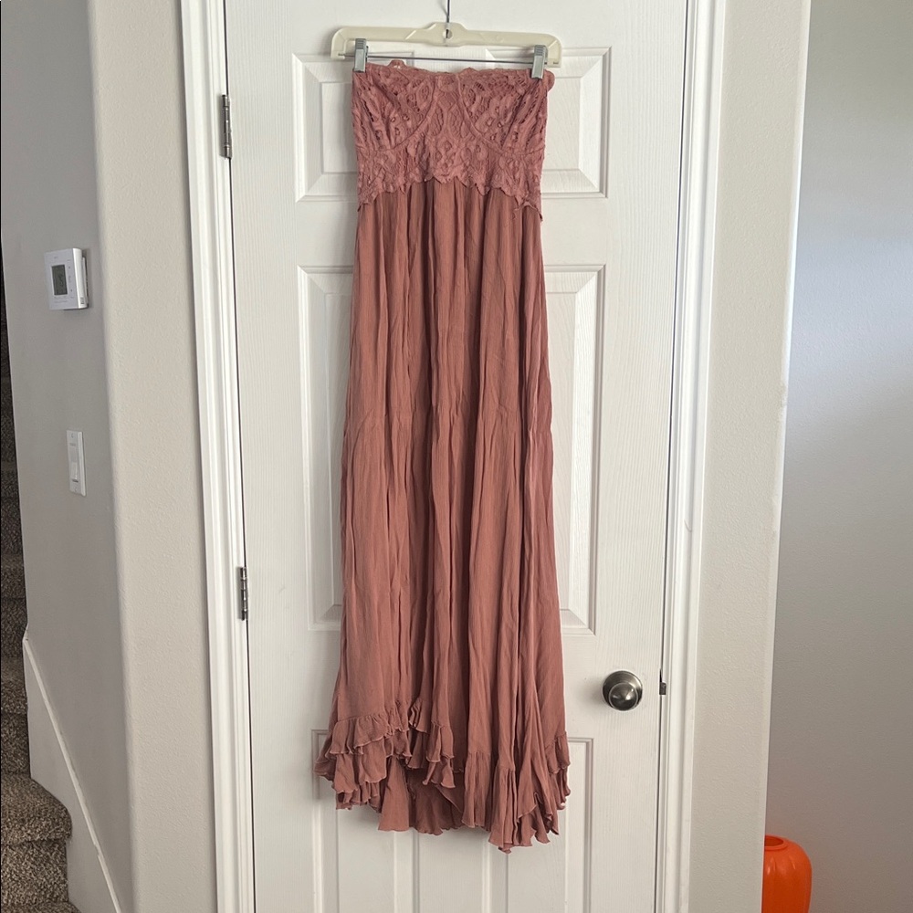 Free People Strapless Dress in Dusty Rose